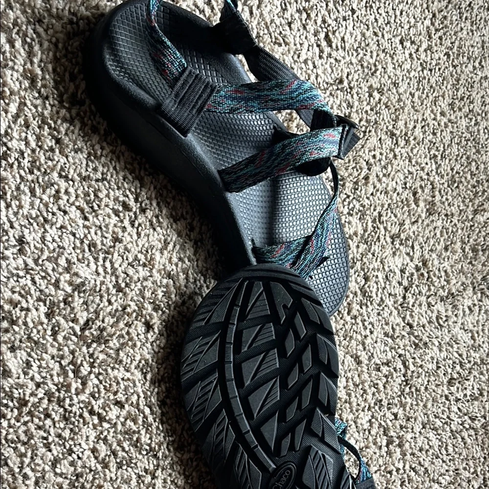 Chaco Men's Black and Teal Strappy Sport Sandals